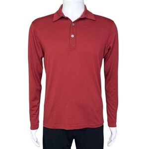 Ibex 100% Merino Wool Long Sleeve Polo in Red - sz Small